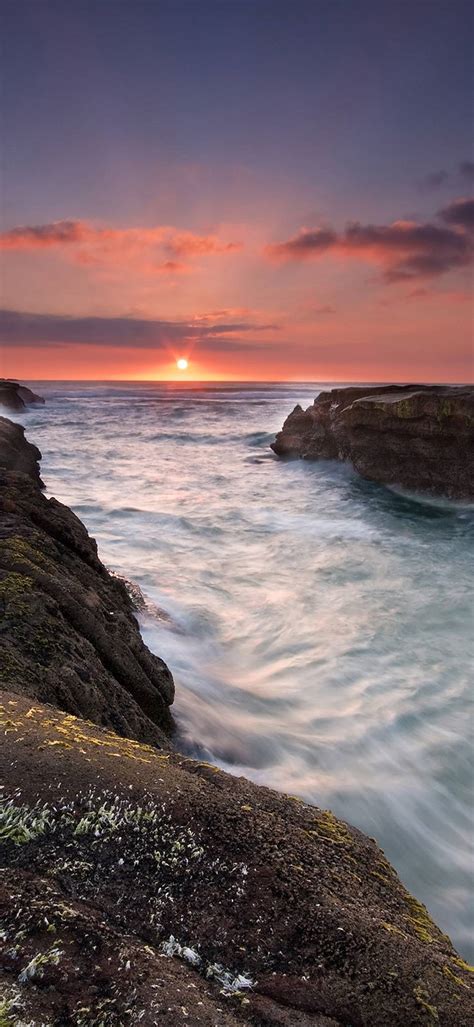 Sunset At Muriwai Beach - [1080x2340]