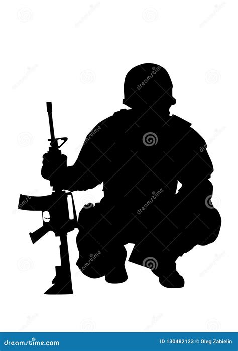 Army Commando Fighter Isolated Vector Black Silhouette | CartoonDealer ...