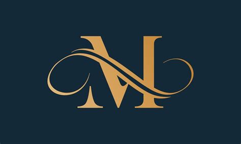 Luxury letter m logo template in gold color. Modern trendy initial ...