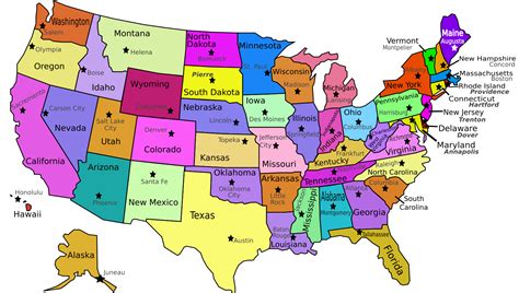 USA states labeled with capitols