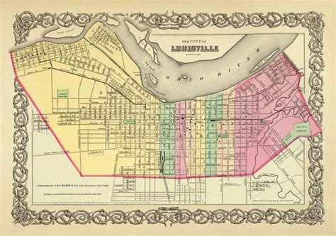 Antique Louisville City Map Louisville Map Archival Print on Paper or ...