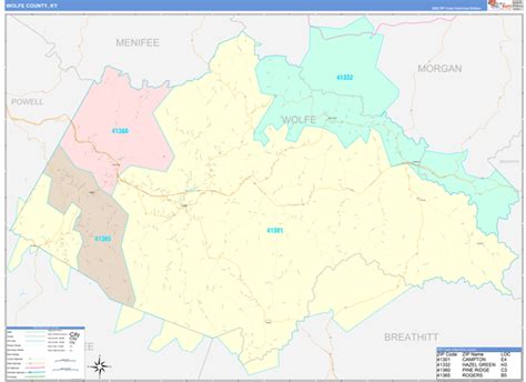 Wolfe County, KY Wall Map Color Cast Style by MarketMAPS - MapSales