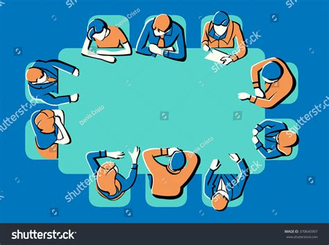 Colorful Meeting Table Business People Working Stock Vector (Royalty Free) 370645997 | Shutterstock