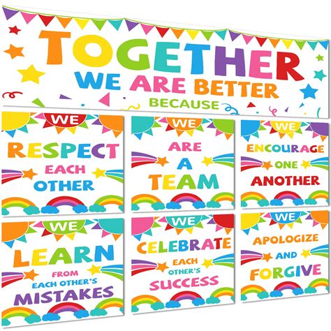 Buy 7 Pack Motivational Classroom Decorations, Class Banner for Teachers, Bulletin Board Wall ...