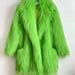 Lime Green Shaggy Fur Coat, Fluffy Jacket, Furry, 100% Polyester, Vegan ...