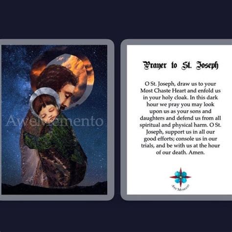 St. Joseph Prayer Card Ancient Prayer to St. Joseph | Etsy