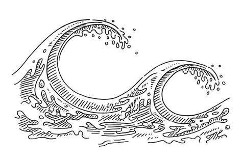 Clip Art Of Black White Ocean Wave Illustrations, Royalty-Free Vector ...