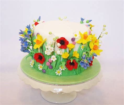 Spring (flowers) meadow cake. Cake was only 6", so made it three layers ...