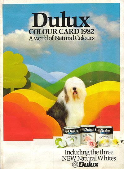 50 years of the Dulux dog - in pictures | Dulux, Dulux paint chart, Dulux colour card