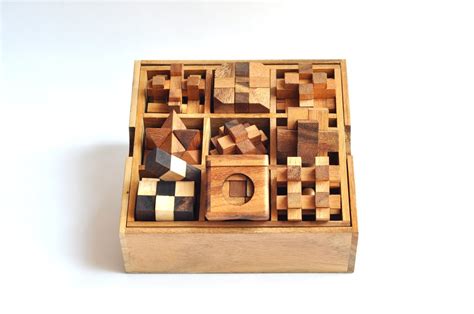 9 Puzzle Box Games Set Wooden box gift. by siamcollection on Etsy