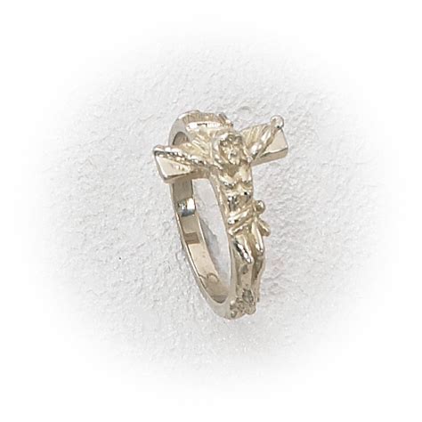 14K White Gold Ladies' Crucifix Ring - Holy Gold Jewelry