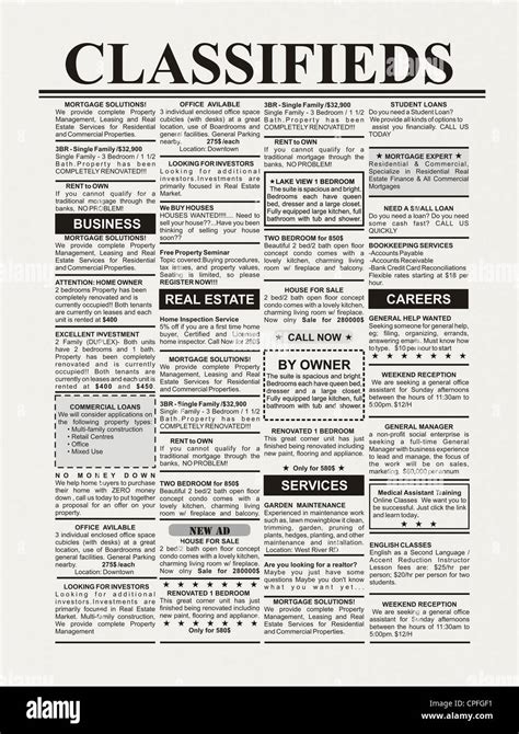 Classified ad newspaper hi-res stock photography and images - Alamy