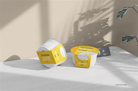 Premium PSD | Food container sleeve packaging mockup