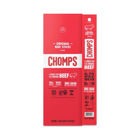 CHOMPS Grass-Fed Beef Sticks, Original | Thrive Market