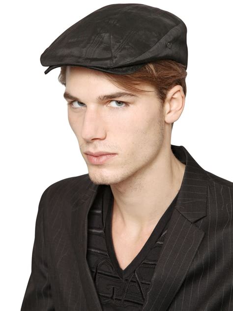 Lyst - Emporio Armani Viscose Moire' Flat Cap in Black for Men