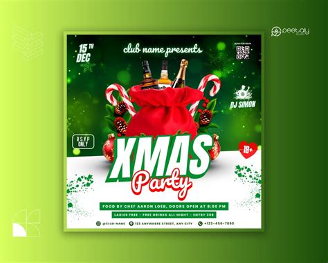 Christmas Club Flyer Template for Canva, DIY Event Flyer, Party Flyer, Christmas Party Flyer, DJ ...