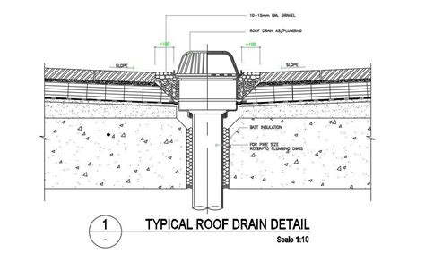 Typical Roof Drain Design CAD Drawing Download - Cadbull