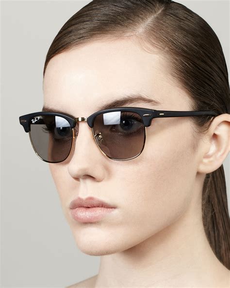 Ray-ban Polarized Matte Clubmaster Sunglasses Black in Black | Lyst