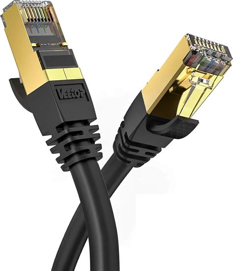 Amazon.com: Veetop CAT8 Ethernet Cable 1.6ft/0.5m High Speed Gigabit ...