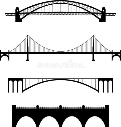 Bridge Silhouettes on White Background