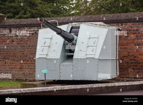 Royal Navy 4.7 inch naval gun in mount, at the "Explosions Stock Photo ...