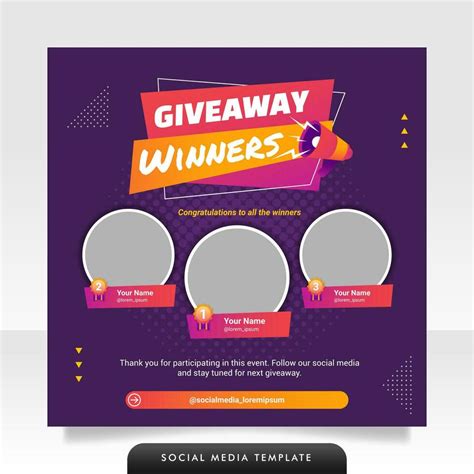 Creative giveaway winner announcement social media post banner template. 25366706 Vector Art at ...