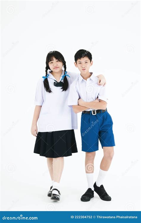 Back To School. Boy and Girl Wearing High School Uniforms of Thailand ...