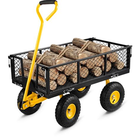 VEVOR Steel Garden Cart, Heavy Duty 900 lbs Capacity, with Removable Mesh Sides to Convert into ...
