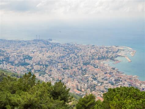 Aerial View of Harissa, Lebanon Stock Photo - Image of city ...