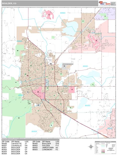 Boulder Colorado Wall Map (Premium Style) by MarketMAPS - MapSales