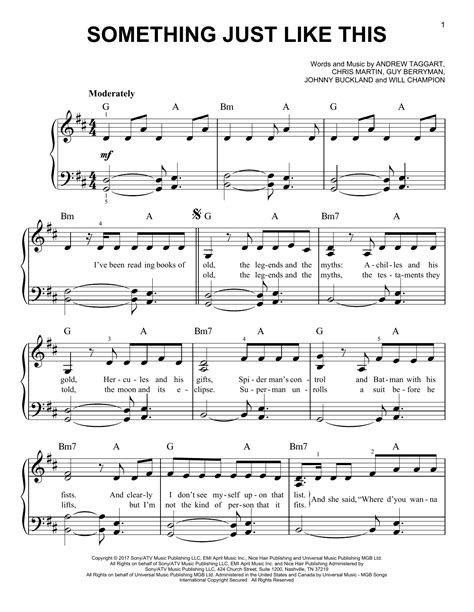 The Chainsmokers & Coldplay 'Something Just Like This' Sheet Music and Printable PDF Music Notes ...