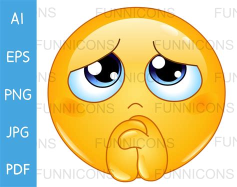 Clipart Cartoon of Emoji Emoticon Begging Pleading Sad Crying or ...