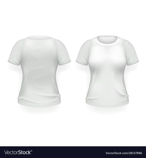 T-shirt female front side back white template Vector Image