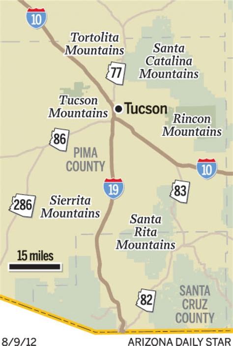 Map: Mountain ranges near Tucson