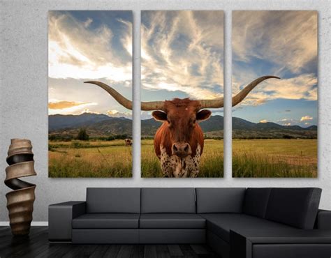 Texas Longhorn Canvas Print Wall Art. Animal Art Bull Long - Etsy