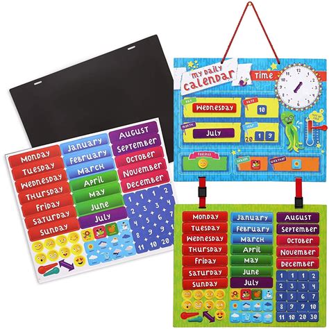 Kids Magnetic Daily Learning Calendar, 15.8 x 12.7 inch Colorful ...