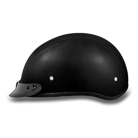 DOT Leather Covered Motorcycle Half Helmet with Visor