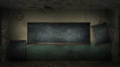 Horror and Creepy Classroom in the School. 3D Rendering Stock ...