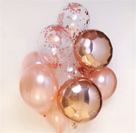 Rose Gold Balloons Rose Gold Balloon Bouquet Copper Balloons Confetti Balloons Rose Gold Party ...