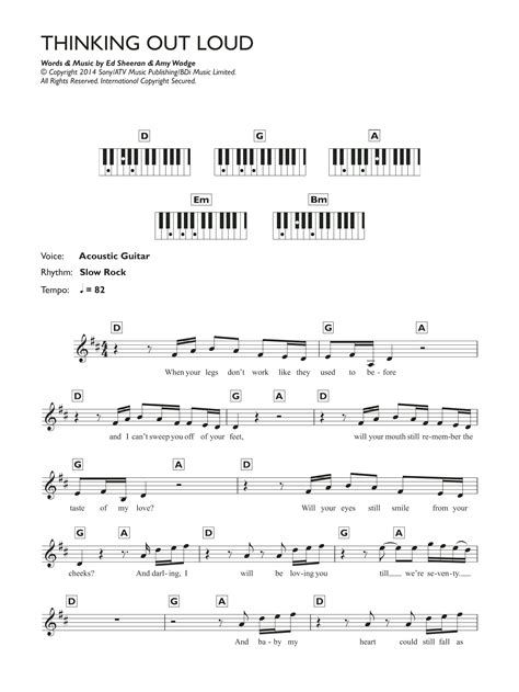 Thinking Out Loud by Ed Sheeran Sheet Music for Piano Chords/Lyrics at Sheet Music Direct