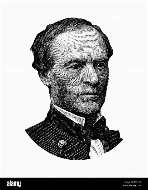 American Civil War graphic of General William Tecumseh Sherman Stock Photo - Alamy