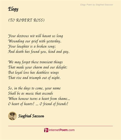 Elegy Poem by Siegfried Sassoon