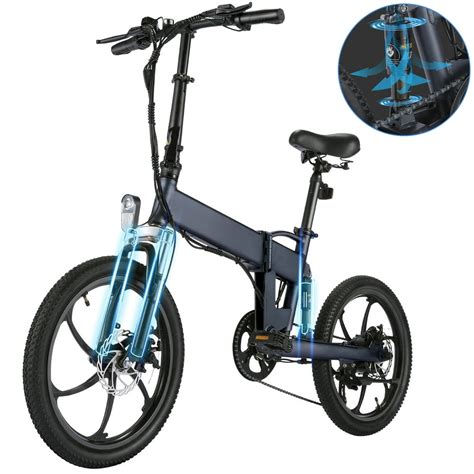 VIVI Upgraded 20'' Electric Folding Bike Adult Mountain E-bikes Bicycle, 350W Motor 36V/10.4Ah ...