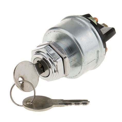 Silver Universal 3 Position Ignition Starter Key Switch With Momentary Start