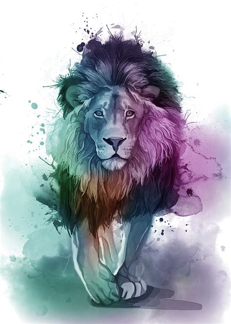 Walking Lion Watercolor Digital Art by Bekim M - Fine Art America