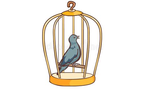 Bird singing in the cage stock vector. Illustration of bird - 52453554