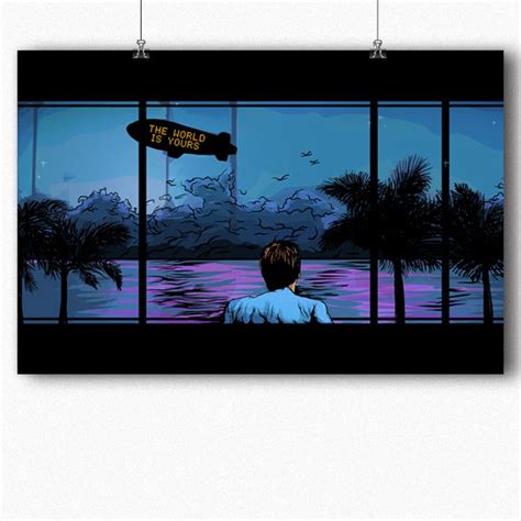 Scarface Blimp Scene Poster The World Is Yours | Etsy