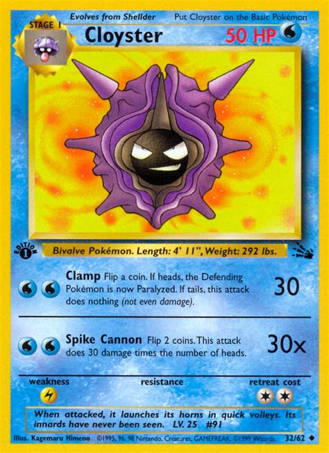 Cloyster 32/62 - Fossil - Base Set - Pokemon Trading Card Game - PokeMasters