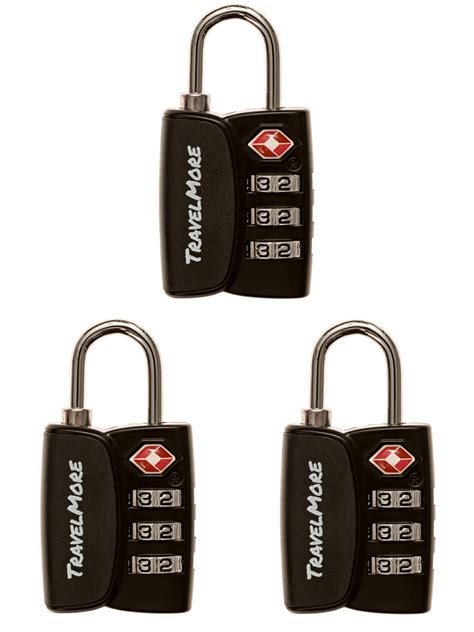 3 Pack TSA Travel Luggage Lock - 3 Black TSA Locks - Walmart.com