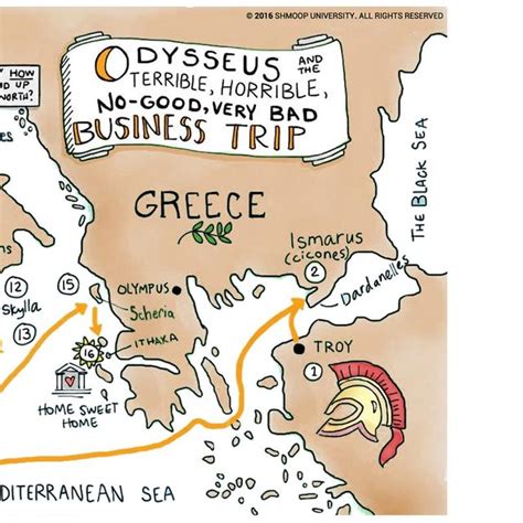 Homer's Odyssey visualized on a map (adapted from [1]) and as a timeline. | Download Scientific ...